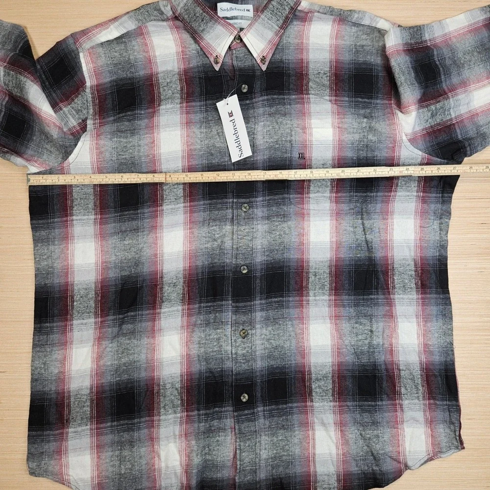 Saddlebred Flannel Shirt Mens XXL Graphite Plaid Long Sleeve Button Down NEW‎